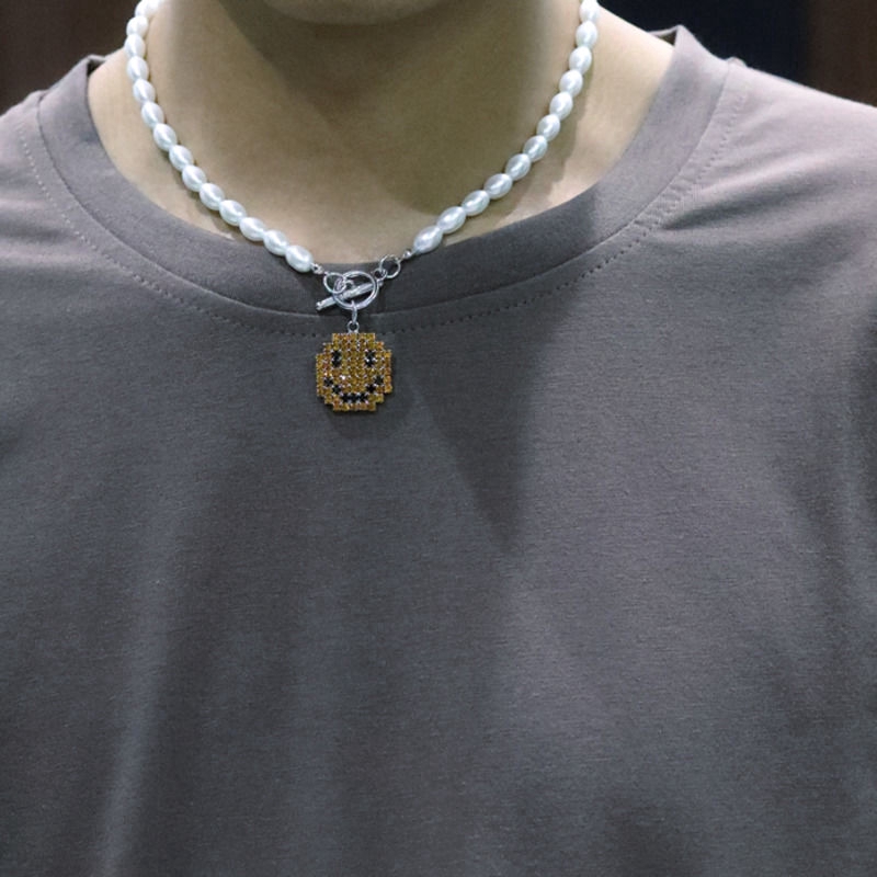 Dây chuyền ngọc trai thiết kế đơn giản phối mặt hình mặt cười xinh xắn