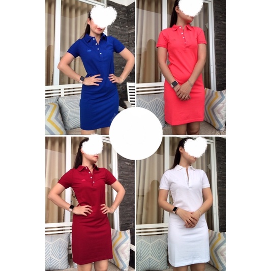 Đầm thun polo nữ tay ngắn dáng basic trơn nhiều màu-hàng xuất
