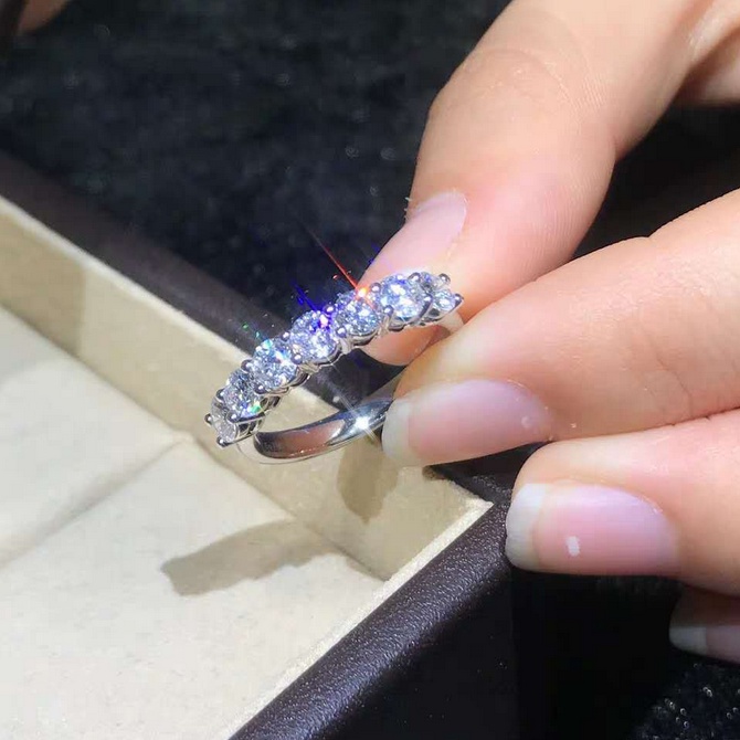 Nhẫn Mạ Bạc S925 Đính Đá 3mm Moissanite-7 Moissanite