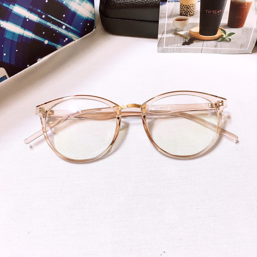 [Gía siêu rẻ]  Gọng kính cận tròn 208 đã đeo là XINH -Nhận Cắt Mắt-Tặng kèm hộp+khăn+Chai nước lau kính