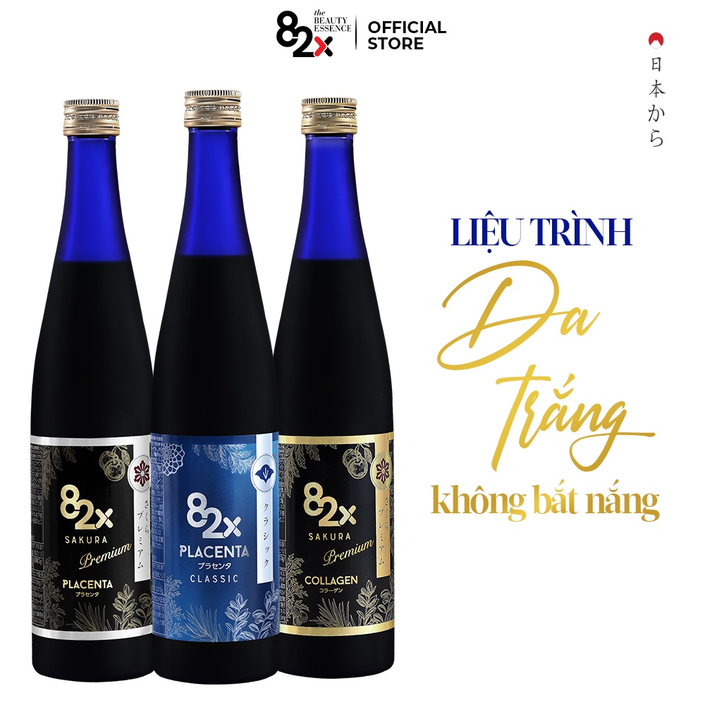 Liệu Trình 3 Chai 82X CLASSIC PLACENTA + SAKURA PLACENTA + SAKURA COLLAGEN Nước Uống Đẹp Da Từ Nhật Bản