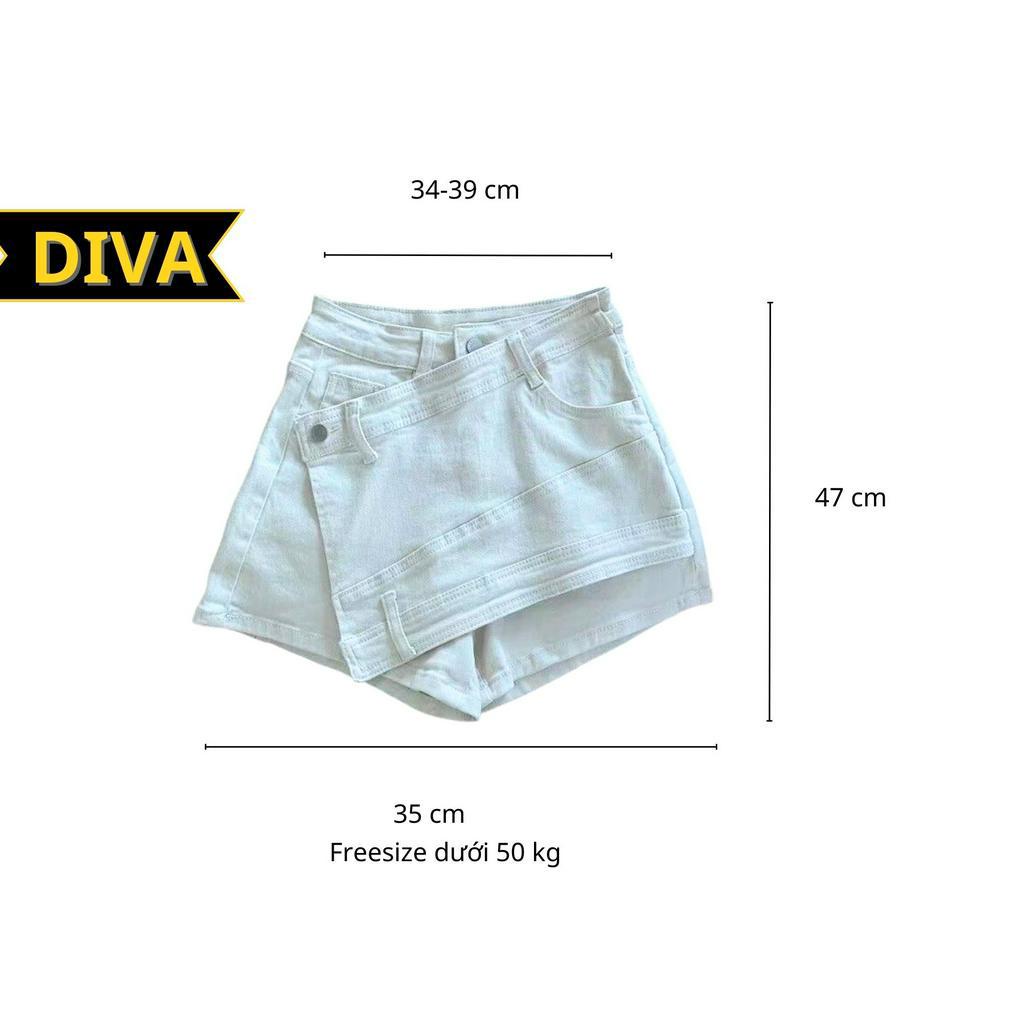 Quần giả váy đắp chéo tà kiểu váy chữ A kaki nữ dáng ngắn DIVA QD2