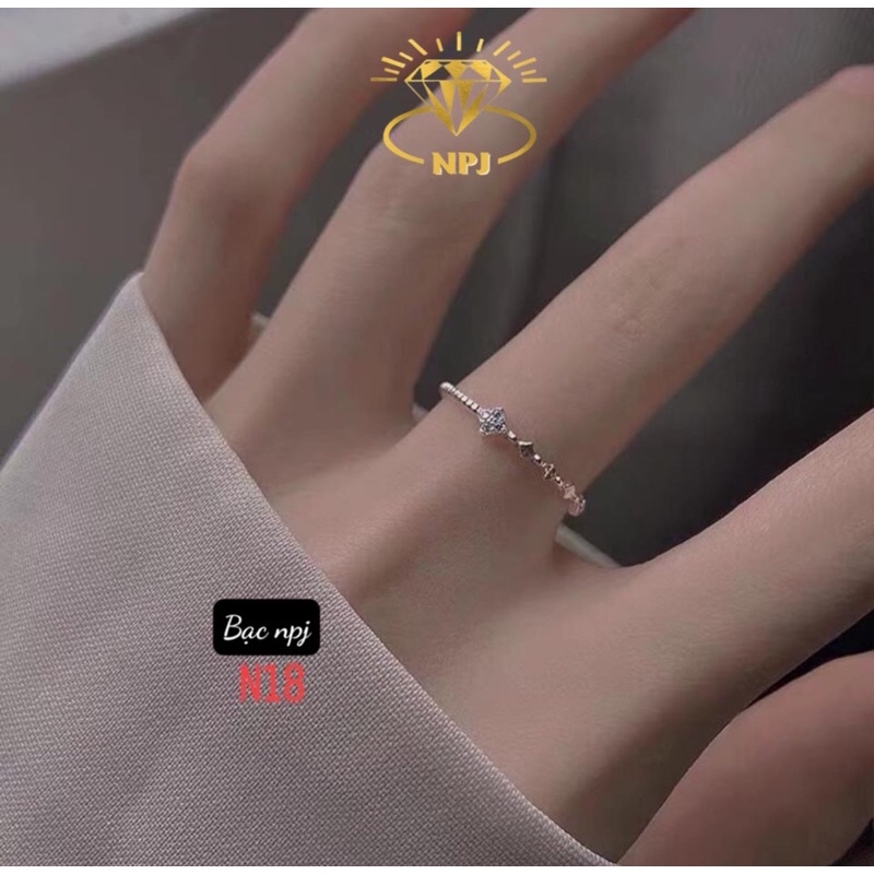 Nhẫn bạc nữ Npj, nhẫn nữ đơn giản giá rẻ Bạc Ta -Bạc Npj