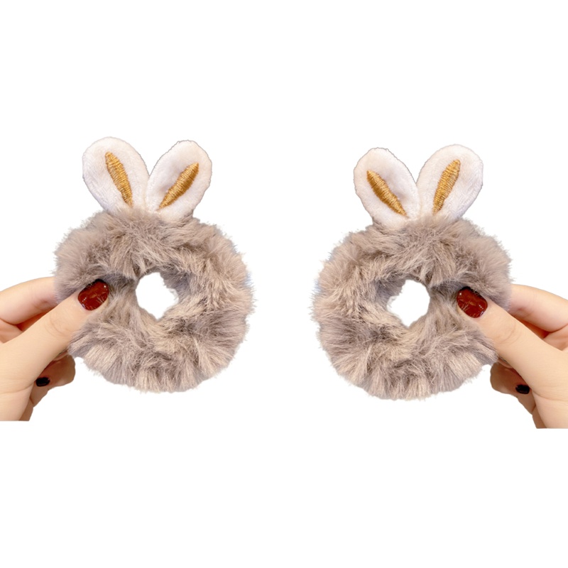 Dây Cột Tóc Đuôi Ngựa Co Giãn Đính Lông Thỏ Dễ Thương Giá Đỡ