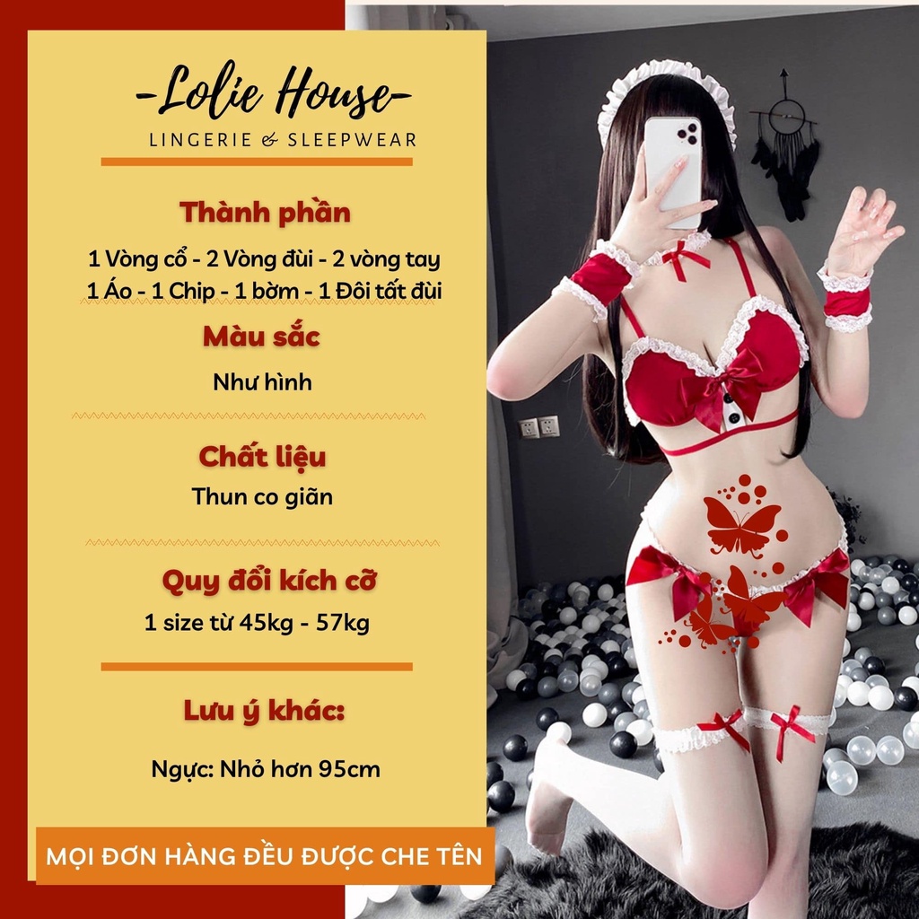 Cosplay noel giáng sinh sexy gợi cảm gồm bộ đồ lót hai mảnh đầy đủ phụ kiện LOLIE HOUSE - BS11