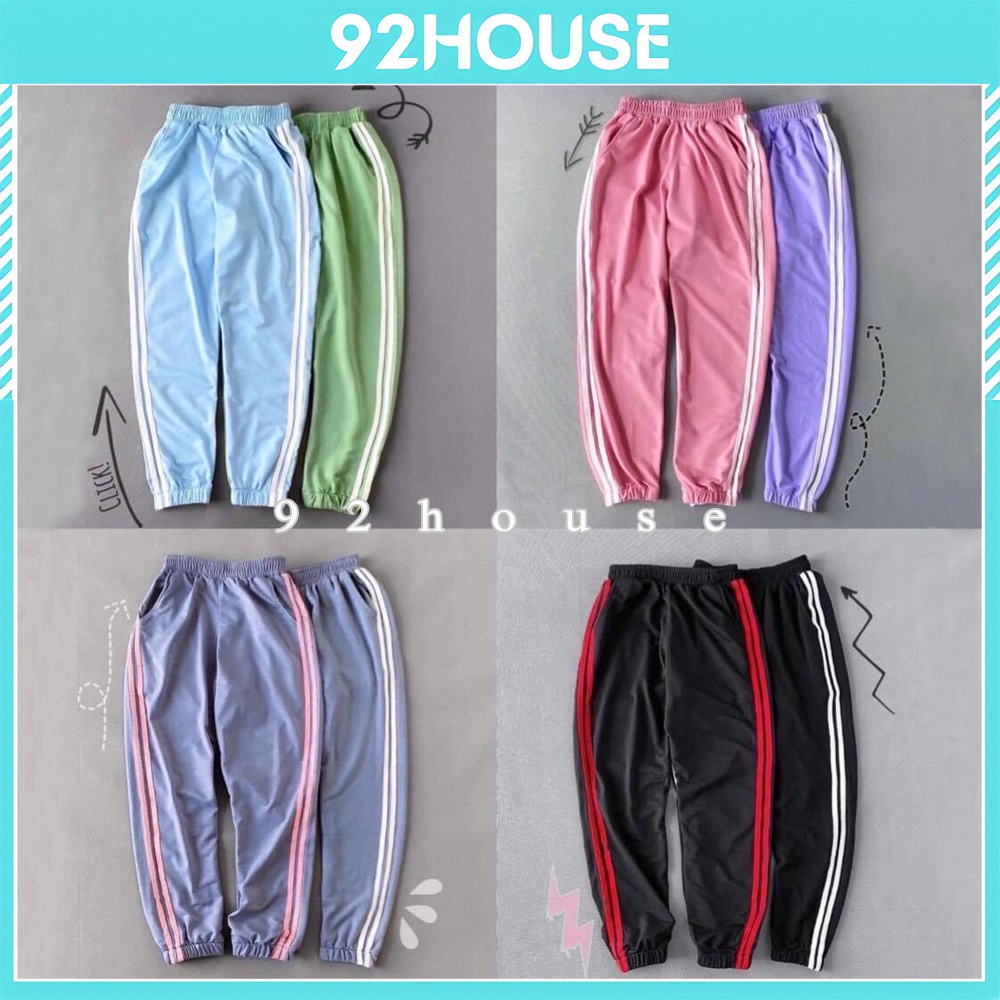 Quần Jogger 2 Sọc form rộng Unisex, chất vải nỉ da cá dày dặn, Freesize dưới 65Kg 92HOUSE