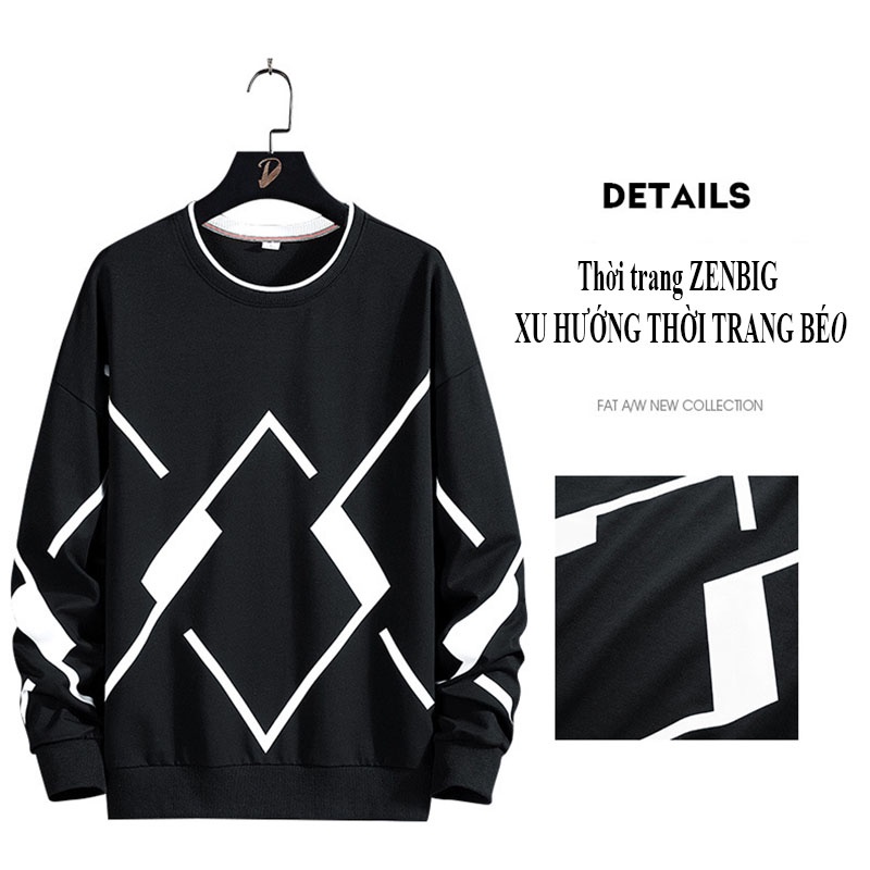 Áo sweater vải nỉ thu đông co dãn, dày dặn mềm mịn form rộng hàng bigsize phong cách cho người mập người béo Zenbig
