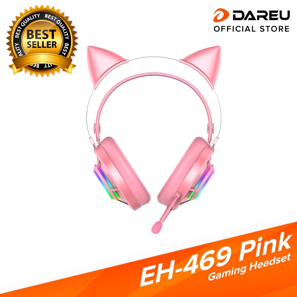 Tai nghe DareU EH469 Pink (kèm cat ears) - Hàng chính hãng | BigBuy360 - bigbuy360.vn