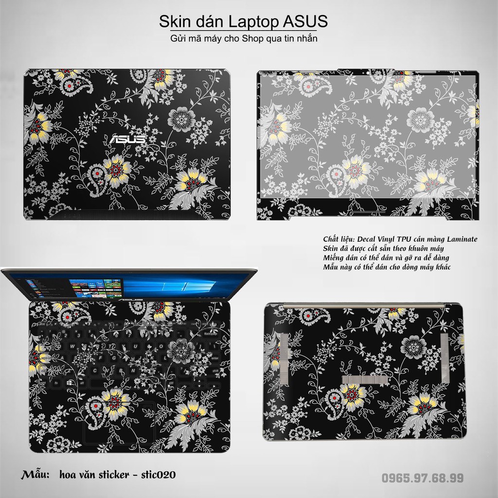 Skin dán Laptop Asus in hình Hoa văn sticker _nhiều mẫu 4 (inbox mã máy cho Shop)