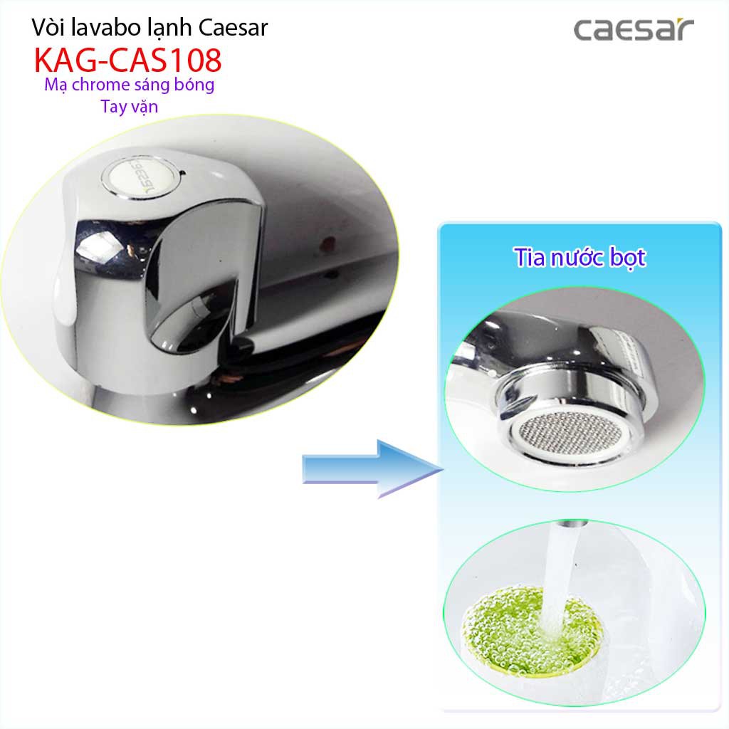 Vòi lavabo lạnh tay vặn, vòi chậu rửa mặt Caesar KAG-CAS108