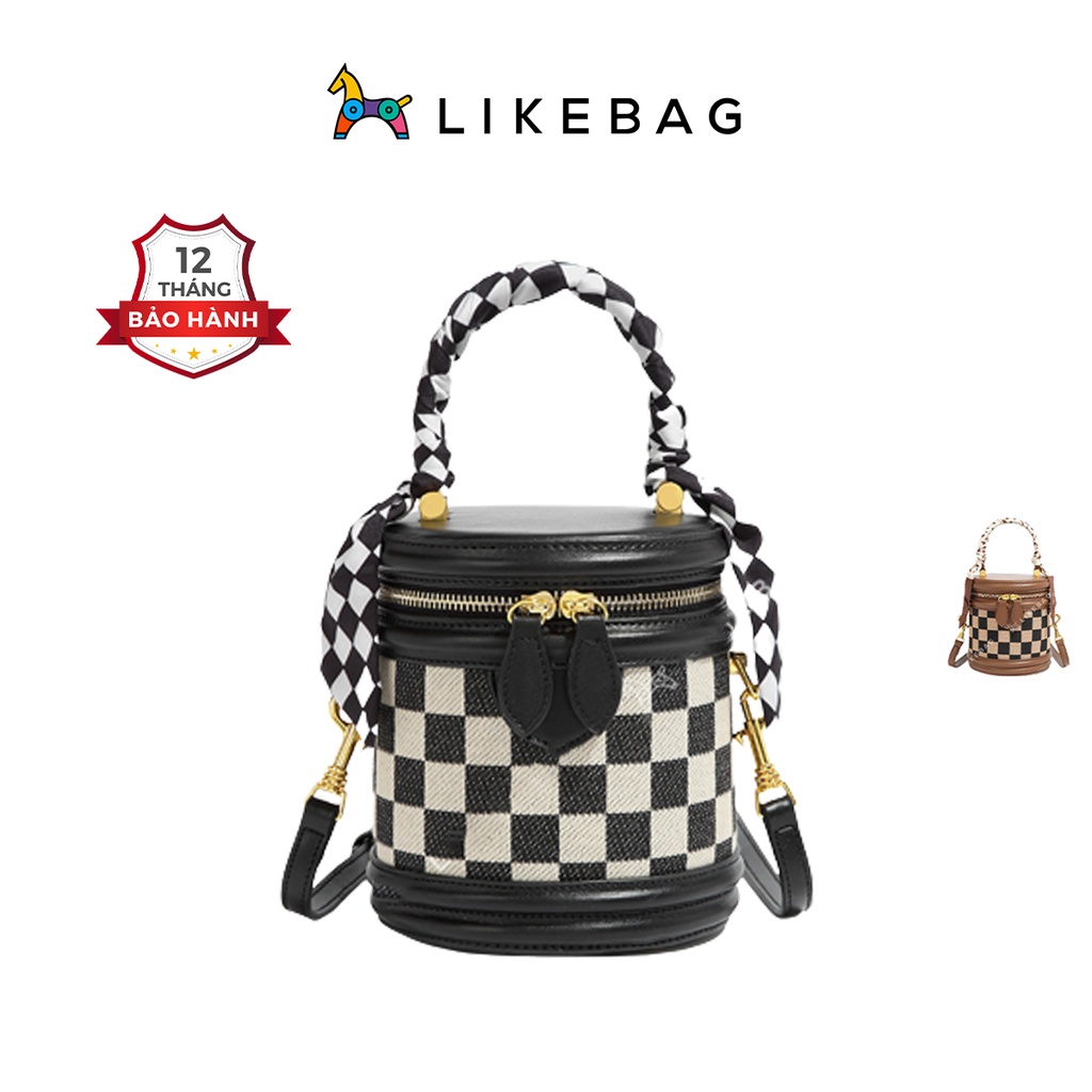 Túi xách đeo vai nữ thời trang LIKEBAG kẻ caro hình trụ đa năng chính hãng 210XK6850-3 - LIBAGI