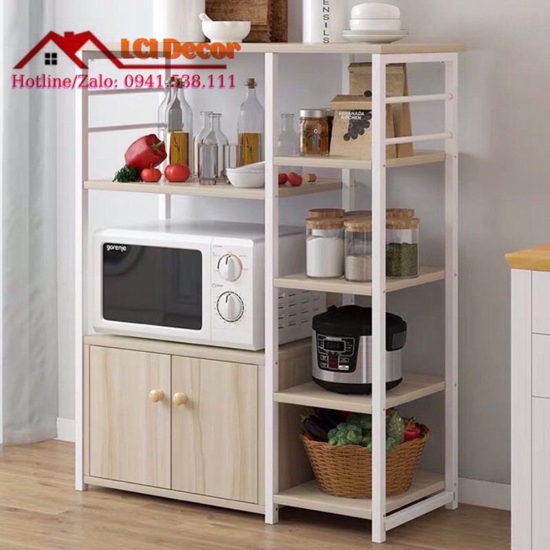 [Giá xưởng] Kệ bếp, kệ lò vi sóng đa năng LCI-4584T (80*100*30cm),Gỗ MDF dày 12mm chống thấm,chân thép hộp sơn tĩnh điện | BigBuy360 - bigbuy360.vn