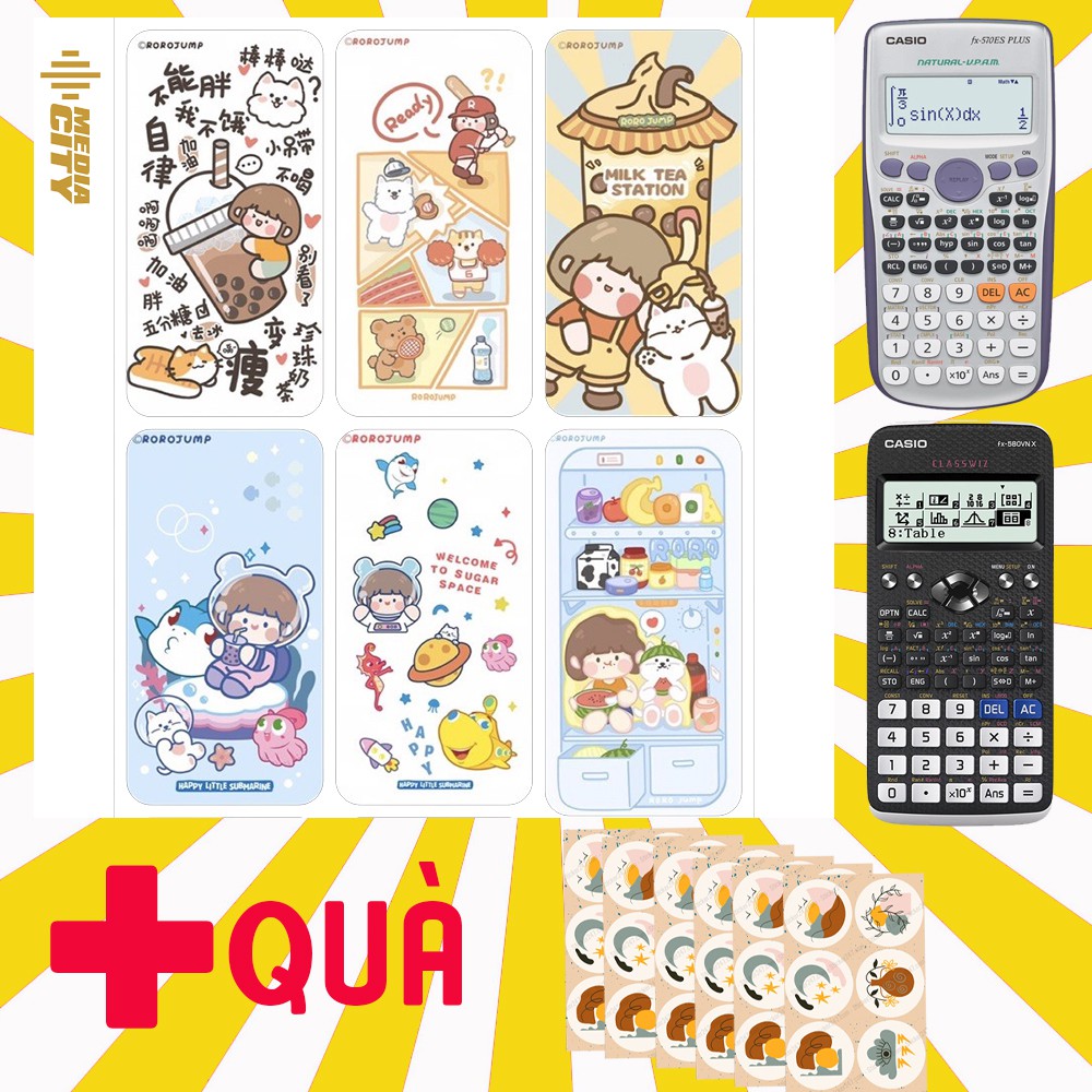 Miếng decal dán máy tính cầm tay casio/vinacal trang trí máy tính, cặp đôi thỏ ánh trăng - CASIO0008