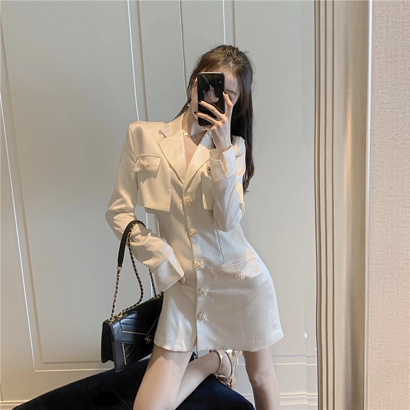 (s4005) set ulzzang sang chảnh áo vest và váy vest lụa bóng s m(kèm video) | BigBuy360 - bigbuy360.vn