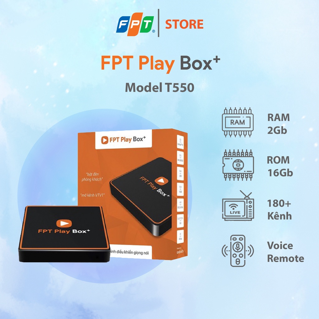 COMBO FPT PLAY BOX PLUS 2020 + GÓI 6 THÁNG - Android TV 4K - Model RAM 2GB Có Điều Khiển Tìm Kiếm Giọng Nói