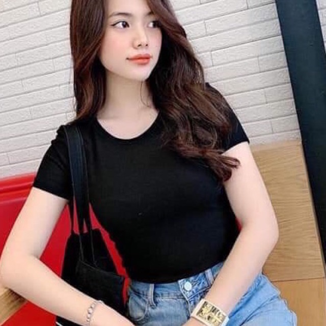 Áo thun borip nữ trơn cổ tròn
