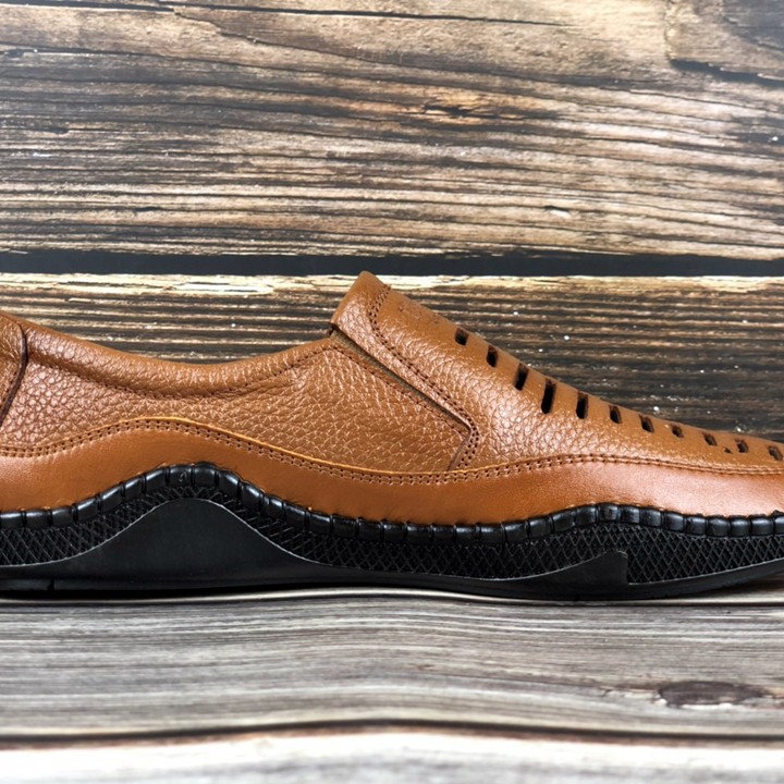 Giày lười nam Happyshoes da bò thật thiết kế mùa hè thoáng mát - HS710