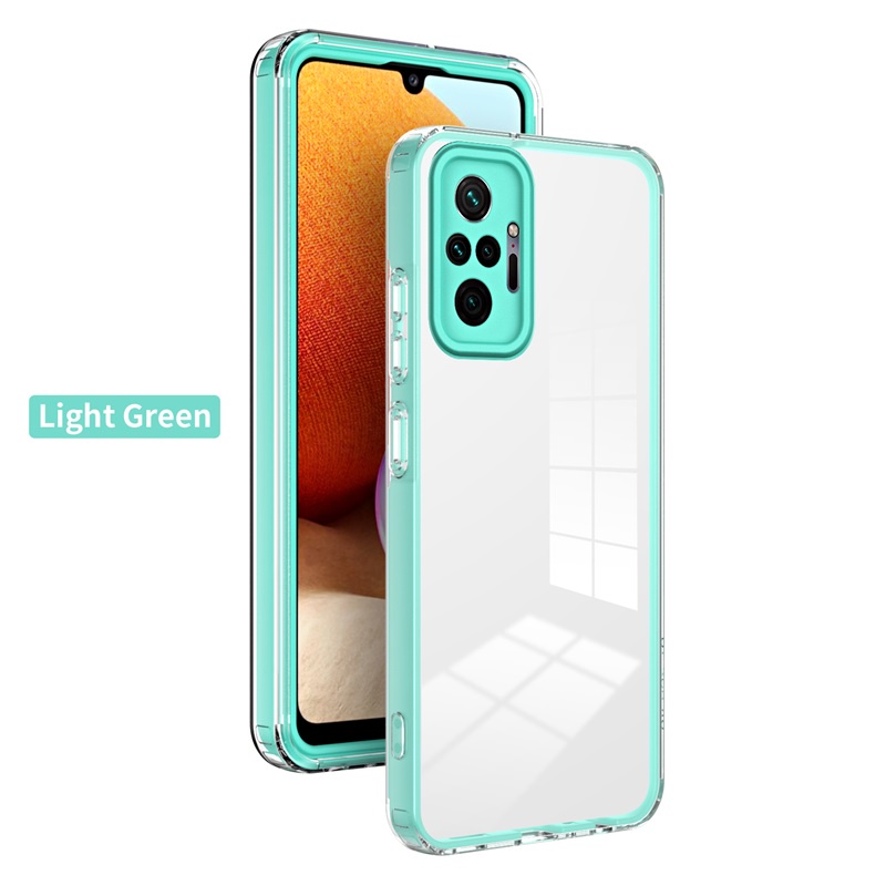 Ốp Điện Thoại TPU Mềm Trong Suốt Dày Dặn Viền Nhiều Màu 2 Trong 1 Cho Xiaomi Redmi Note 10 Pro Max 10S Mi 11