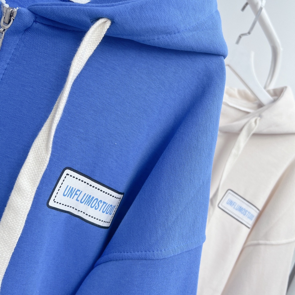 Áo khoác nỉ bông UNFLUMOS hoodie zip TAY PHỒNG unisex nam nữ (Ảnh thật/Có sẵn)