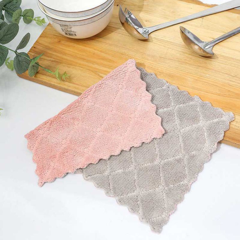 Combo Sỉ 10 Khăn Lau Đa Năng Siêu Thấm 2 Mặt Viền Hoa