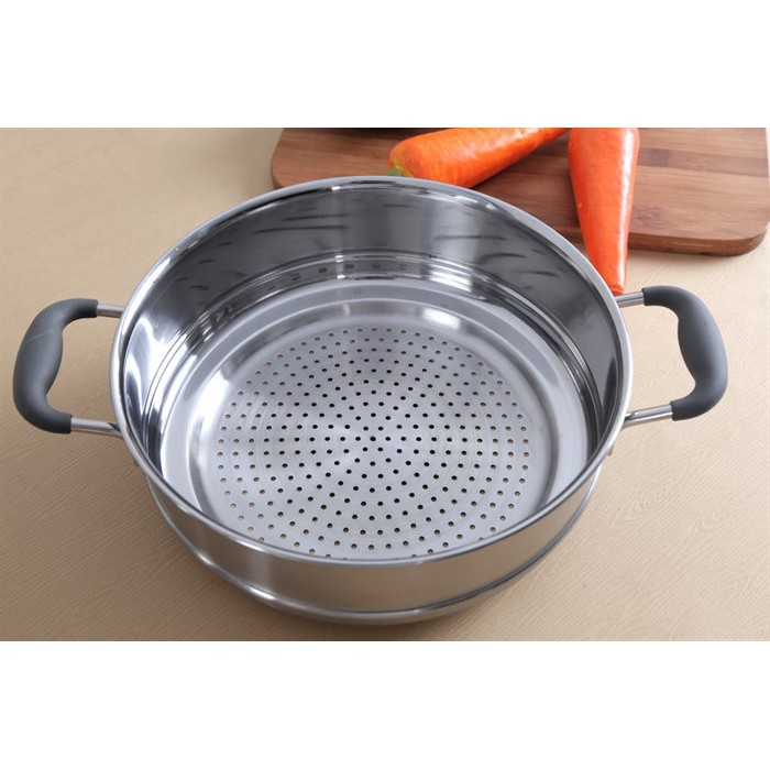 Bộ xửng hấp 3 đáy inox 430 FiveStar Standard bếp từ nắp kính quai silicon ( 24cm )