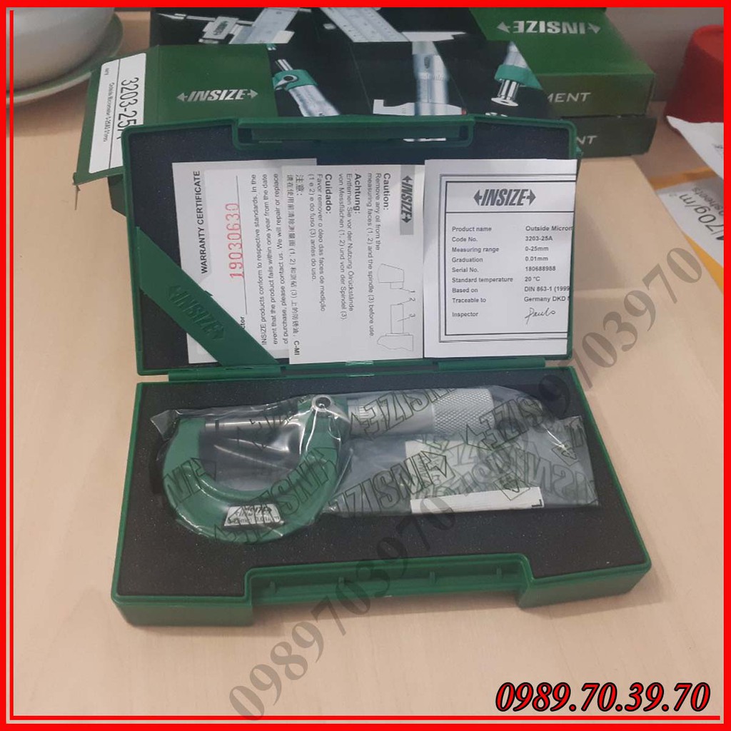 Panme Insize 3203-25A đo ngoài kích thước 0-25 mm dùng trong cơ khí CNC chính xác cao - shopcnc
