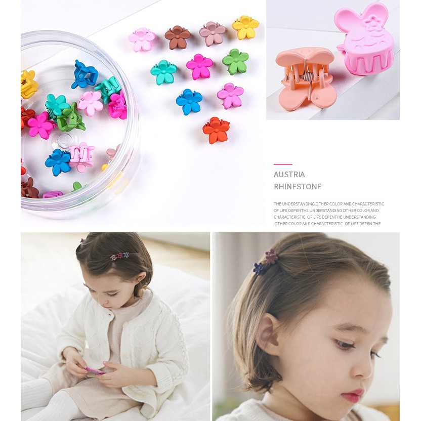 Hộp kẹp tóc càng cua mini nhiều màu và hình dạng xinh xắn cho bé gái