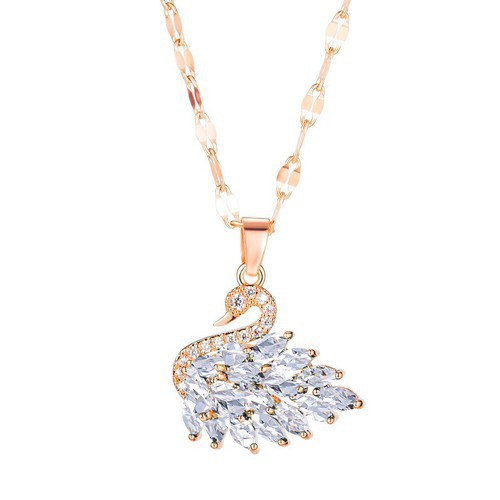 Dây Chuyền Thiên Nga Đính Đá Nhân Tạo Titan Ko Đen TT 3184