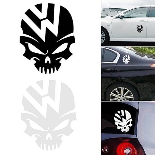 Decal Dán Xe Hơi Hình Đầu Lâu Phản Quang H44