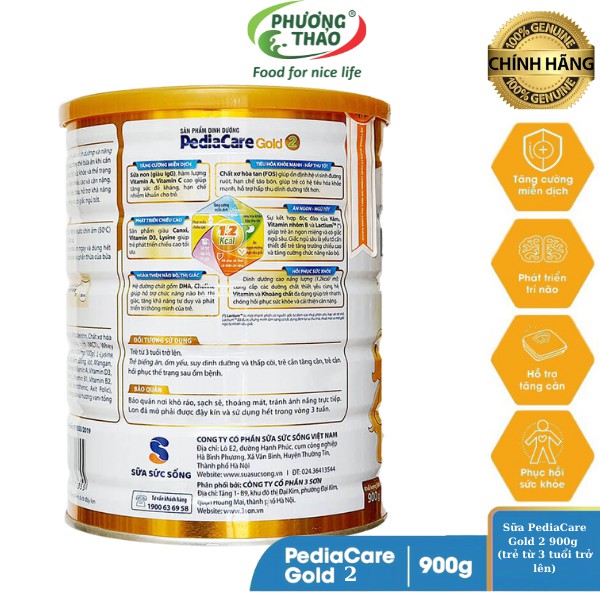 PediaCare Gold 2_ Combo 3 lon Sữa PediaCare Gold 2 900g Date mới nhất 2023