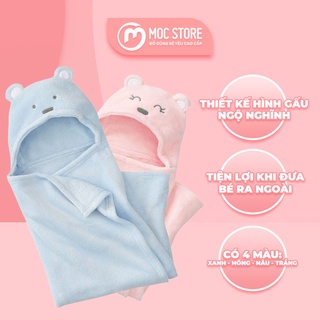 Ủ choàng bông cho bé/chăn ủ lông hình gấu có mũ minizone