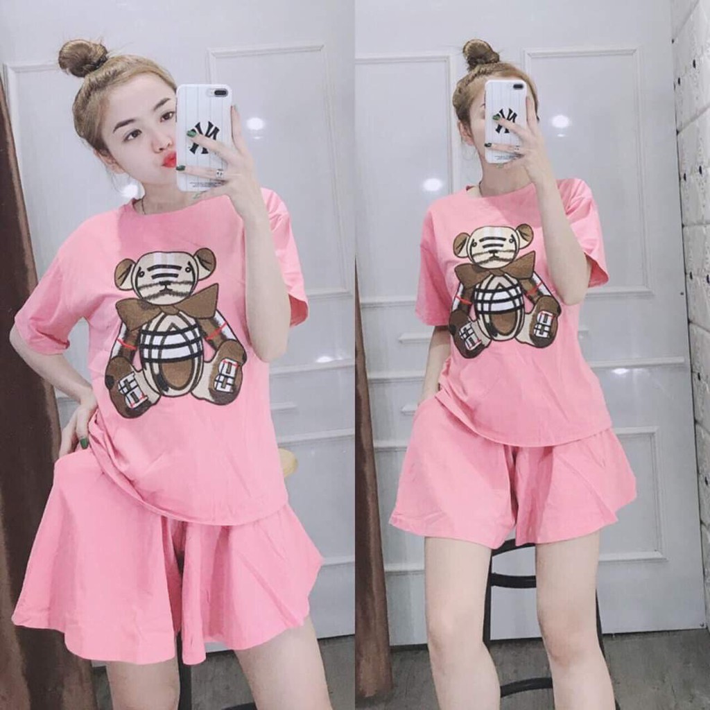 SET BỘ ĐỒ NỮ HỌA TIẾT GẤU XINH XẮN