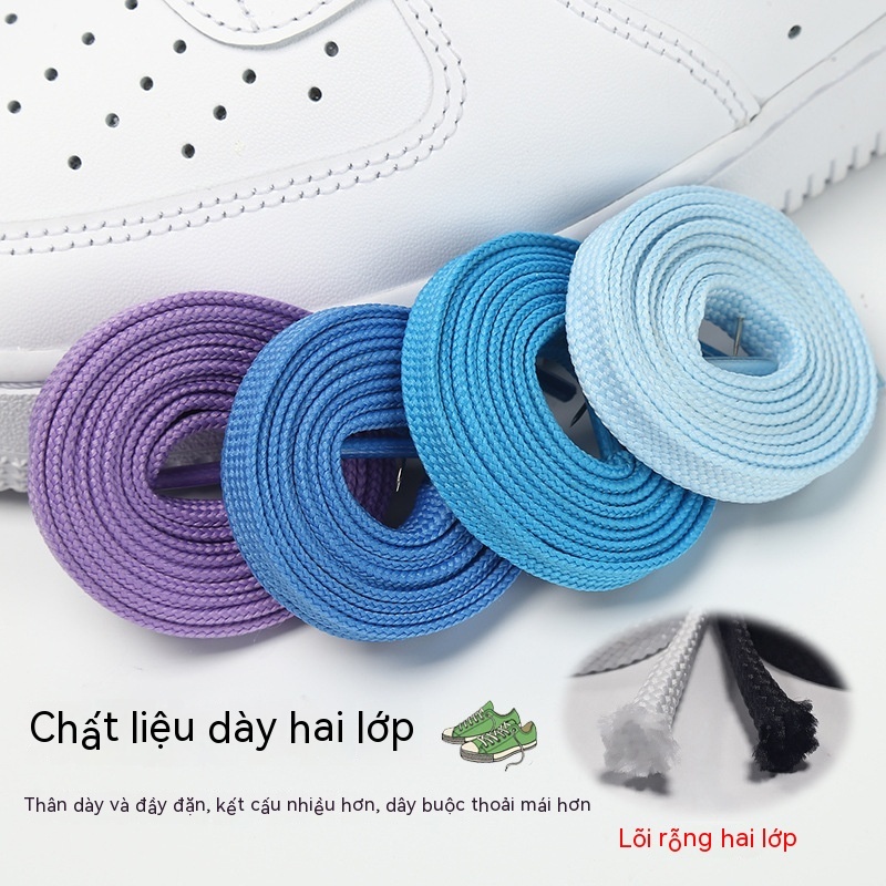 1 Cặp ✨Cod✨Dây giày dày hai lớp màu phẳng Dây giày dẹt giày  Dây Giày Thể Thao dây giày nike  YM02