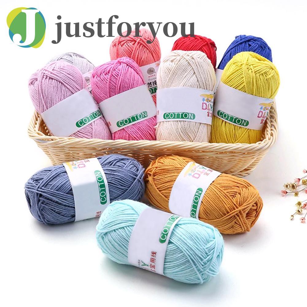 Set 2 cuộn len sợi cotton nhiều màu tùy chọn dùng đan khăn choàng/mũ cho bé