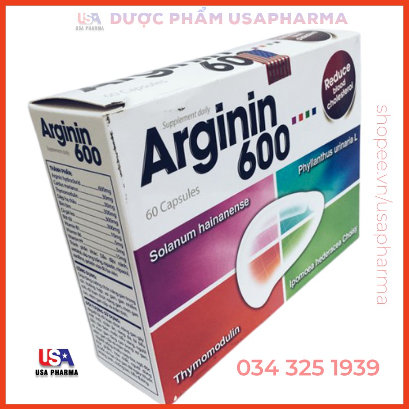 Arginin 600 USA Giúp tăng cường chức năng gan hiệu quả - 60 viên