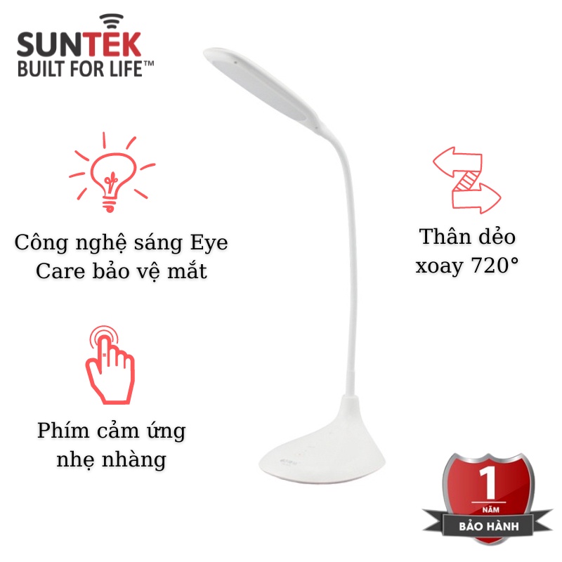 Đèn LED Để Bàn SUNTEK KM-S052 6W - 2 chế độ Ánh sáng Trắng và Vàng tự nhiên để Học/Vẽ/Ngủ