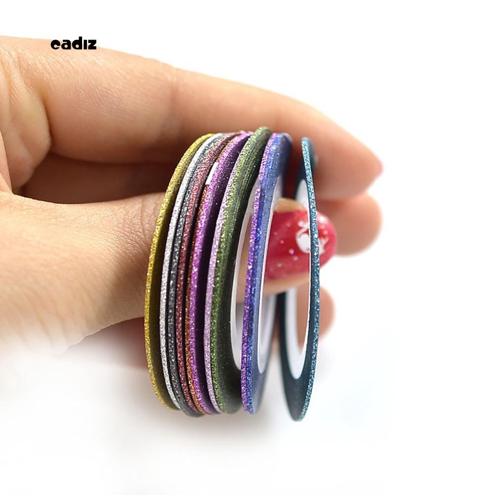 Bộ 12 cuộn băng dính kim tuyến 1mm dùng để trang trí móng nghệ thuật