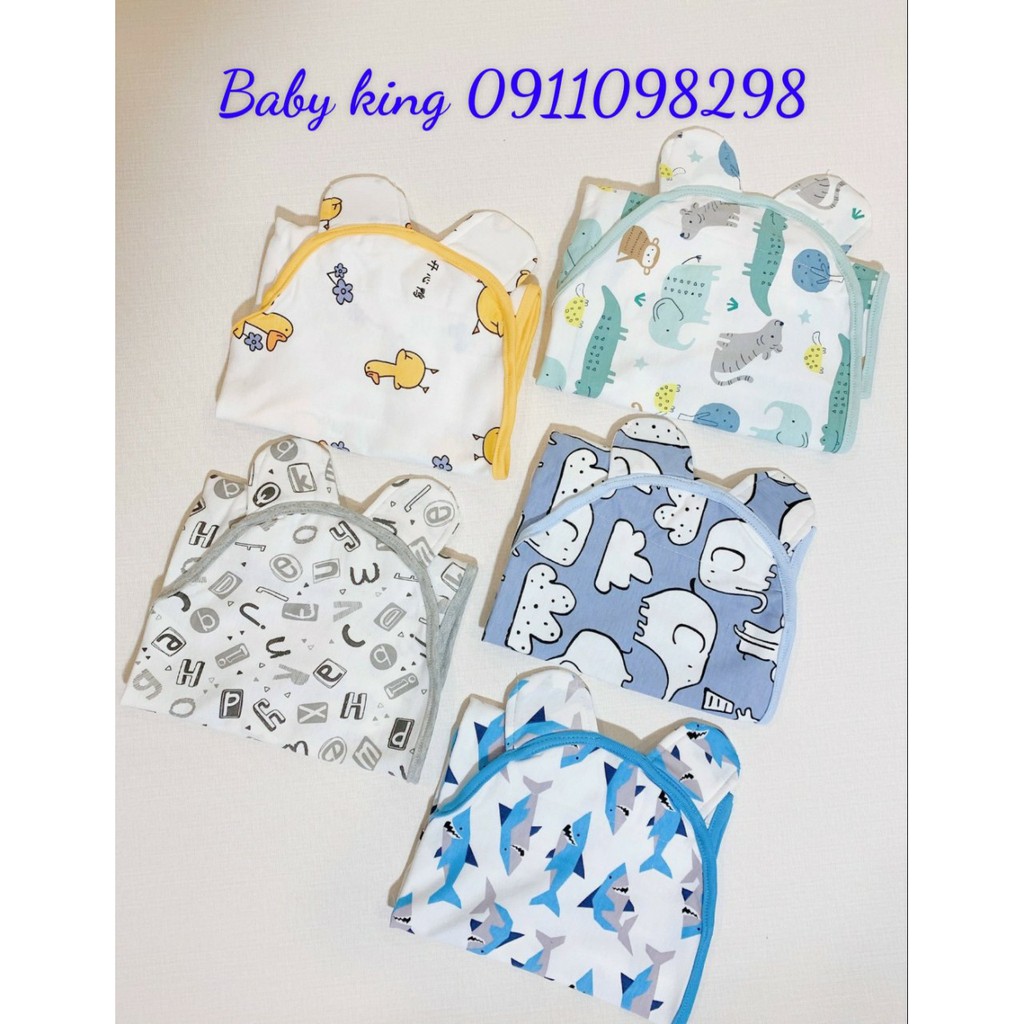 Ủ kén cotton cực mềm Sunozy chống giật mình cho bé có miếng dán cố định