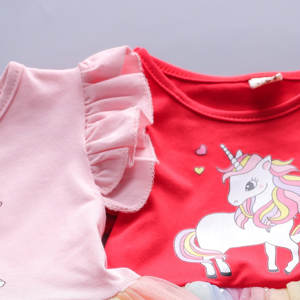 Đầm công chúa in ngựa pony váy xoè màu cầu vồng