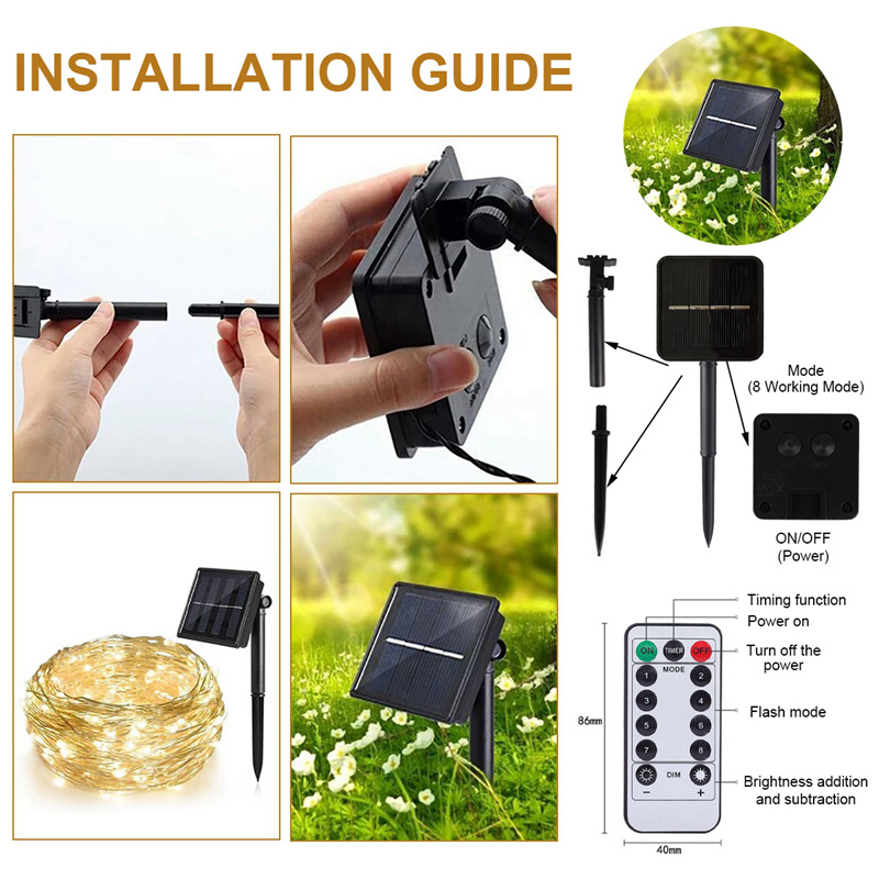 POWER Dây Đèn Led Năng Lượng Mặt Trời Chống Thấm Nước 2020 Trang Trí Giáng Sinh