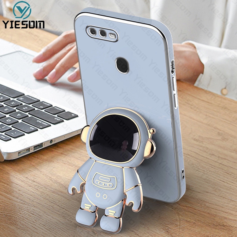 Ốp Điện Thoại Silicon Mềm Có Giá Đỡ Hình Vuông Mạ Sang Trọng Cho OPPO F9 F11 Pro F7 F5 F11 F9 Reno 4 2F 2