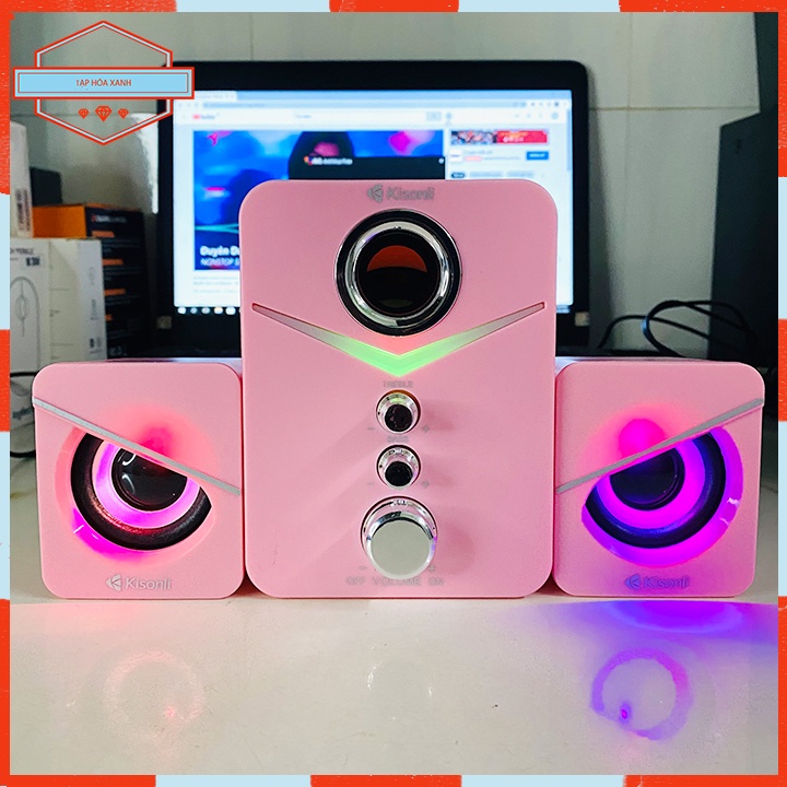 Loa Máy Tính KISONLI Để Bàn Có Dây LED RGB Dễ Thương Loa Vi Tính Nghe Nhạc Laptop Pc Mini Chính Hãng