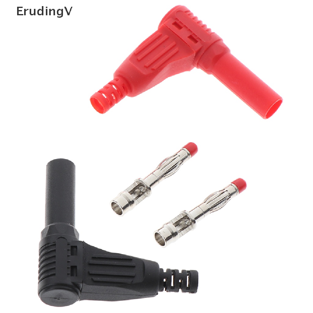 Set 2 Đầu Cắm Bắp Chuối Góc Phải Cách Nhiệt Màu Đỏ + Đen 4mm