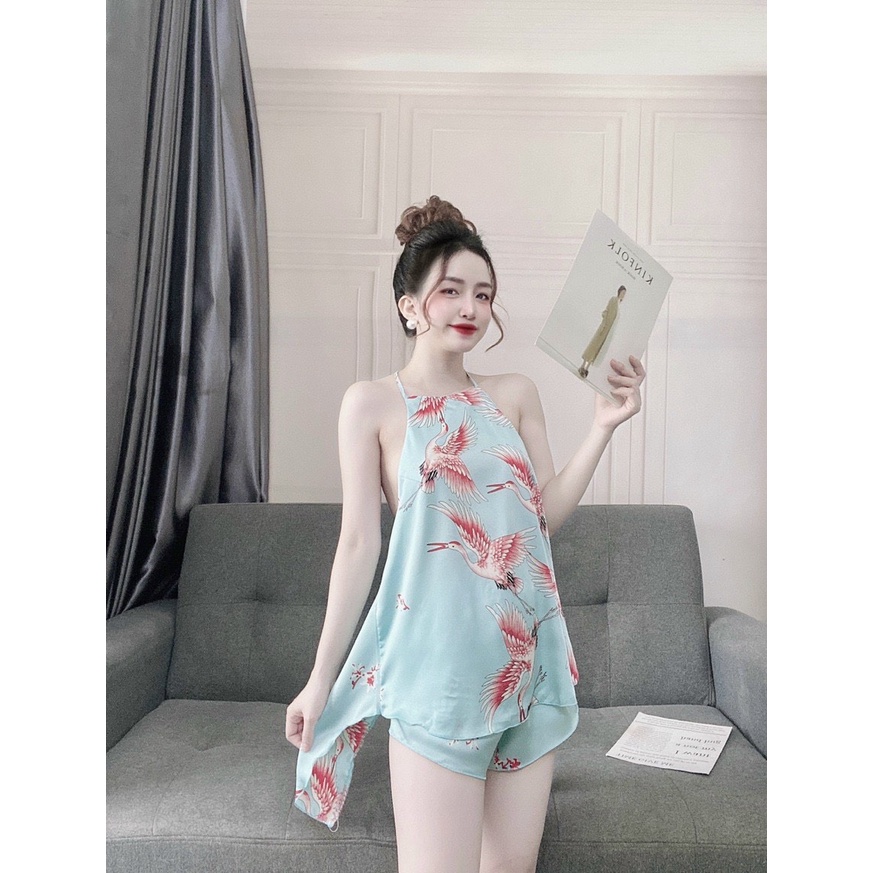 Set Bộ Yếm Phi Lụa Sexy Gợi Cảm, Freesize Dưới 58kg, Hàng Y Hình Khách Chọn Mẫu