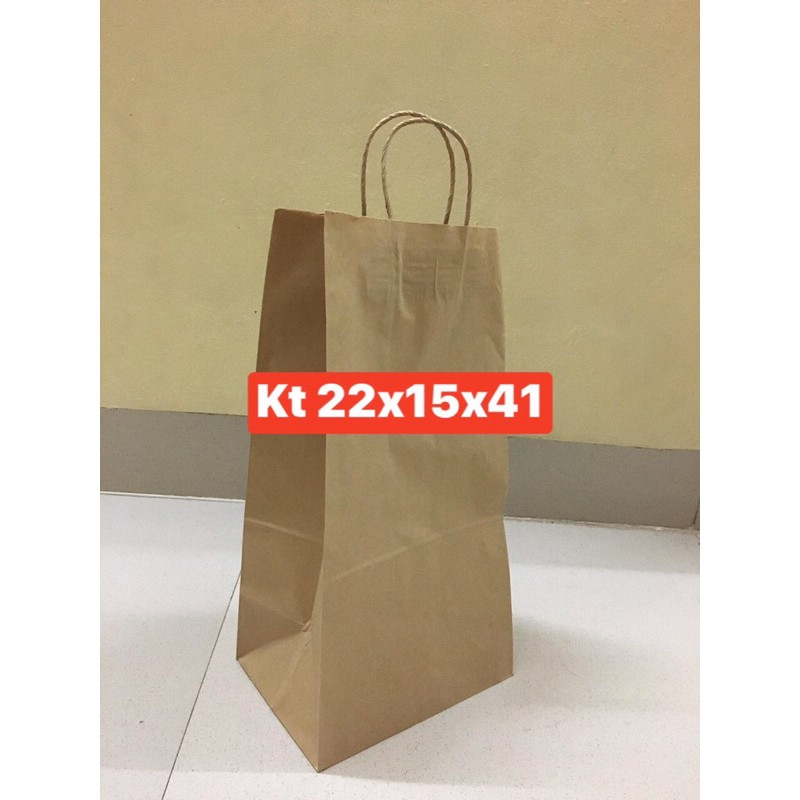Combo 100 túi giấy xi măng có quai đáy vuông kt 22x15x41