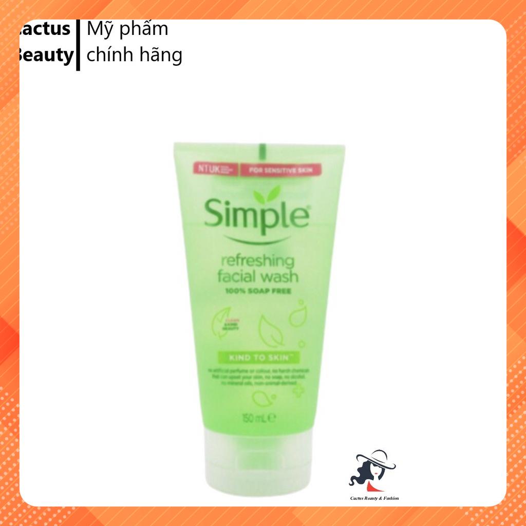 Sữa rửa mặt Simple Kind To Skin Refreshing Facial Wash Gel 150ml mẫu mới