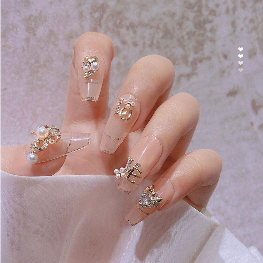 Phụ Kiện Trang Trí Móng Tay Nghệ Thuật Bằng Hợp Kim Hình Trái Tim 3D