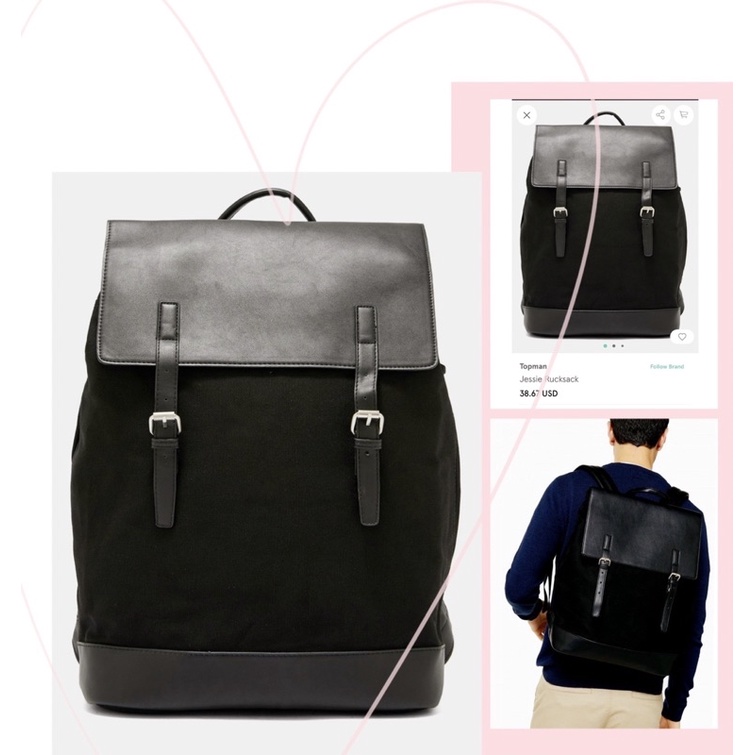 [CHUẨN AUTH]-Balo form vuông nắp gập vừa laptop [HOTTREND] Topie Topman backpack -chất vải cao cấp-màu đen classic