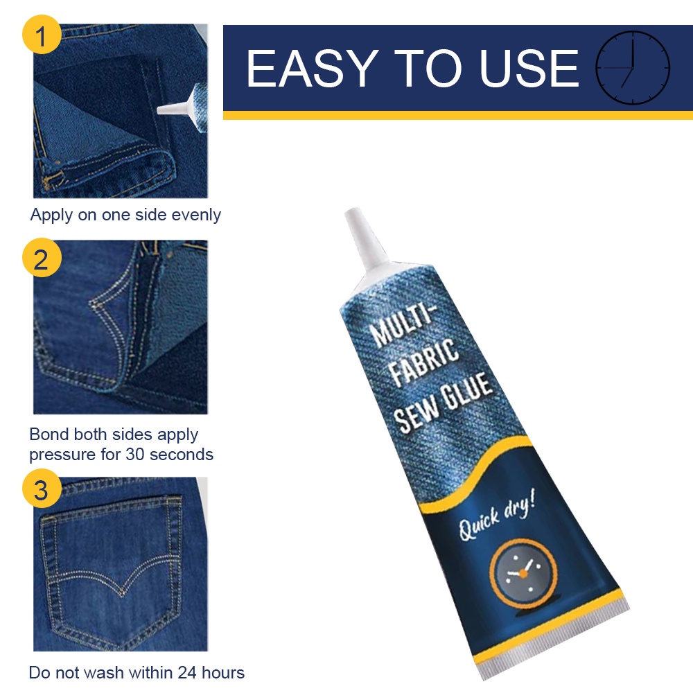 Keo dán cố định vải denim 50ml nhanh khô sử dụng tiện lợi cho quần áo/ đồ da