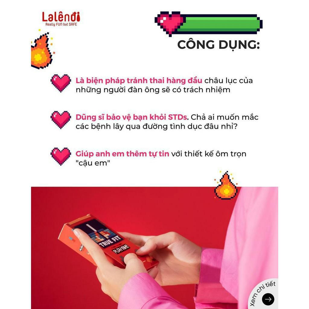 Bao Cao Su PLAYAH True Fit Ôm Khít 49mm Hộp 3C, Hộp 10C Lalendi Store